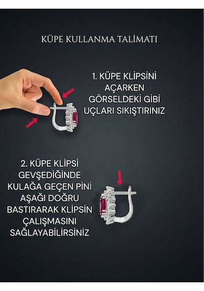 925 Ayar Rodyum Kaplama Zirkon Taşlı Tektaş Yıldız Klipsli Gümüş Küpe