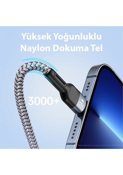 Duzzona A3 3in1 Type-C + Lightning + Micro USB Hızlı Şarj Kablosu