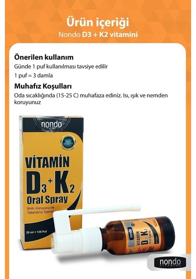 Nondo Vitamin D3k2 Oral Sprey 20ml