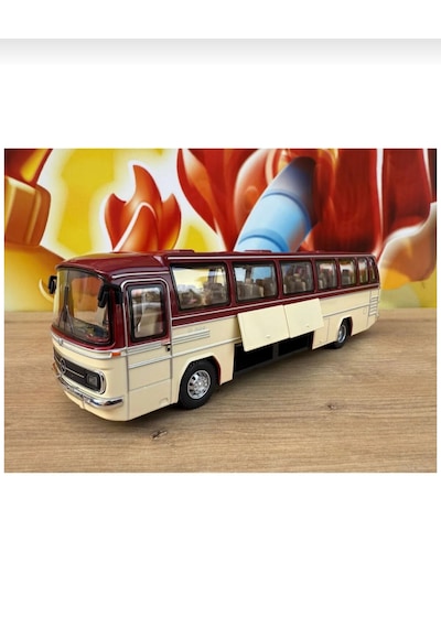 1:24 Mercedes Benz Otobüs Eski Nostaljik Otobüs Krem-bordo 25cm