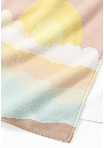 Gün Batımı Deniz Manzaralı Plaj Havlusu - Bohem Pastel Renkli Hızlı Kuruyan Mikrofiber Havlu Serin Melisa