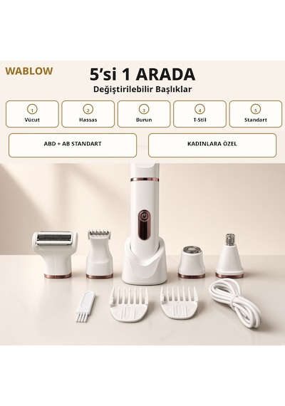 Wablow 5'i 1 Arada Vücut Tıraş Makinesi Seti