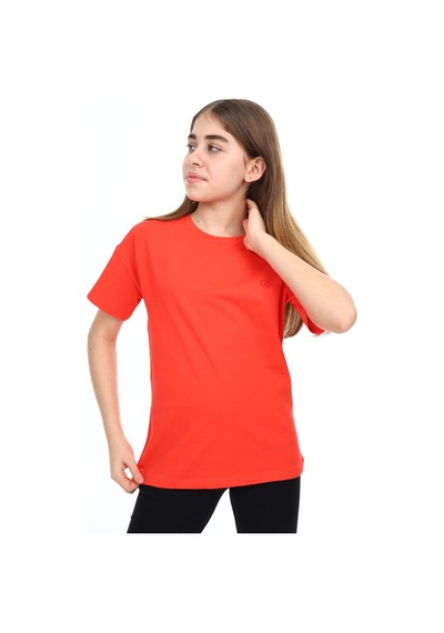 Toontoy Kids Toontoy Kız Çocuk Baskılı Bisiklet Yaka Kısa Kollu Tişört Nar Çiçeği