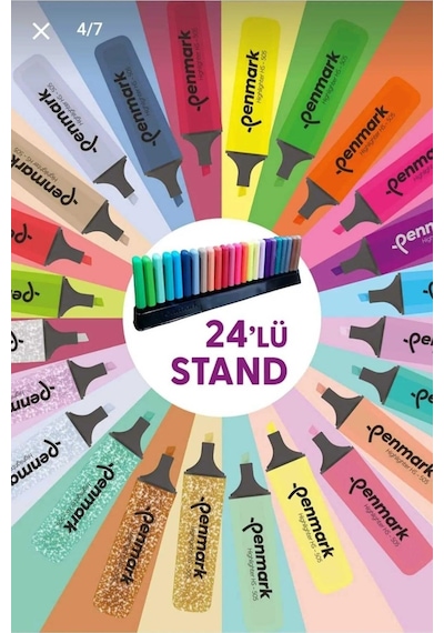 Penmark Masaüstü Stantlı 24 Adet Fosforlu Kalem-penmark-6sim-6pastel-6neon-6tropik Diğer