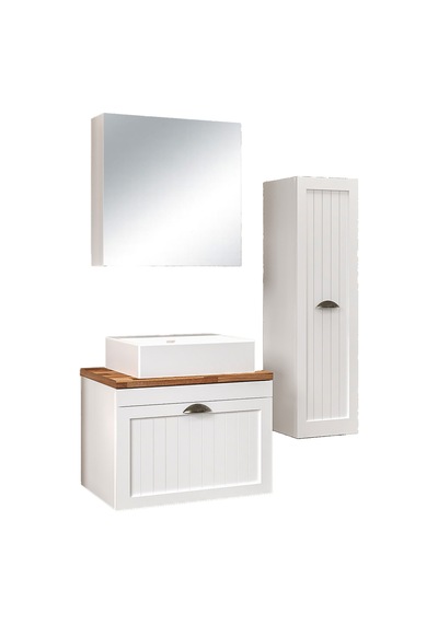 %100 Mdf 65 Cm Aren Banyo Dolabı + 30 Cm Aren Boy Dolabı Beyaz