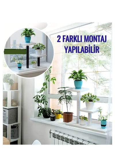 Model Pencere Kuşu -metal Çiçek Saksı Standı Ev- Oturma Odası Balkon Çok Katlı Saksılık-beyaz Renk 1 Adet