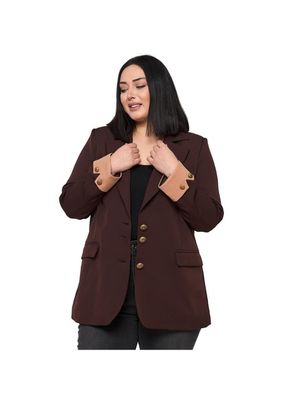 Disentis Büyük Beden Manşeti Kumaş Garnili Düğme Detaylı Astarlı Kahverengi Vizon Blazer Ceket Kahverengi Vizon Disentis Büyük Beden Manşeti Kumaş Garnili Düğme Detaylı Astarlı Kahverengi Vizon Blazer Ceket Kahverengi Vizon