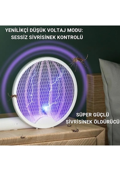 Coofbe Katlanabilir Şarjlı 12000mah 300v 5 Katmanlı Uv Işıklı Elektrikli Sivrisinek Öldürücü Raket Sinek Öldürücü Sineksavar