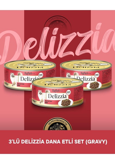 Reflex Plus Delizzia Yetişkin Dana Etli Gravy Kedi Maması 3x85 Gram