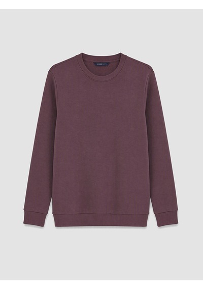 Lcwaıkıkı Classic Mürdüm Bisiklet Yaka Erkek Kalın Sweatshirt