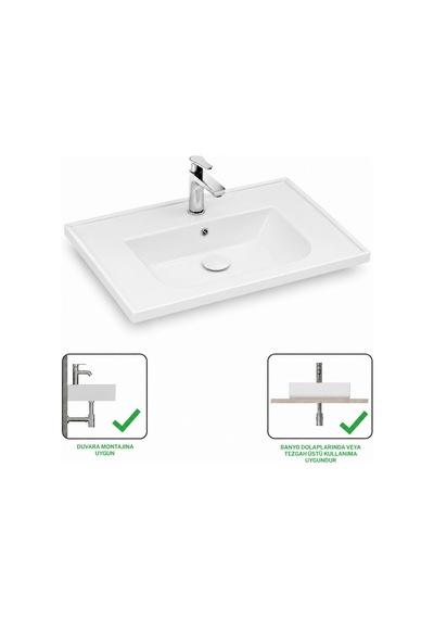 Isvea Sistema L İnce Formlu Lavabo 81x46,5 Cm Beyaz 10le50081