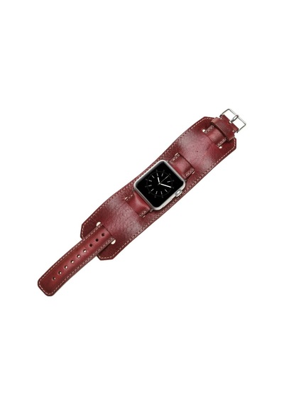 Bouletta Apple Uyumlu  Watch Deri Kordon 42-44-45 MM Cuff Kırmızı