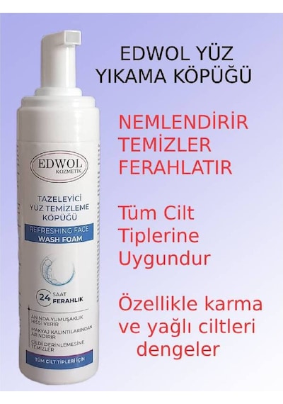 Edwol Tazeleyici ve Nemlendirici Yüz Temizleme Köpüğü 200 ML