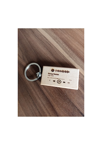 Spotify Anahtarlık, Kişiye Özel Spotify Barkodlu Ahşap Anahtarlık, Sevgiliye Hediye