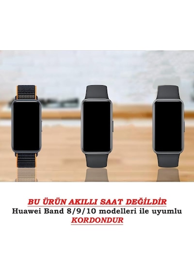 Huawei İle Uyumlu Band 8/9 / 10 Uyumlu Hasır Örgü İnce Kumaş Cırtlı Kordon Bileklik Çok Renkli