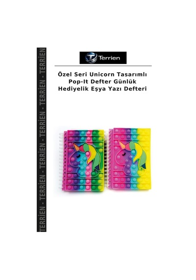 Özel Seri Unicorn Tasarımlı Pop-ıt Defter Günlük Hediyelik Eşya Yazı Defteri Çok Renkli