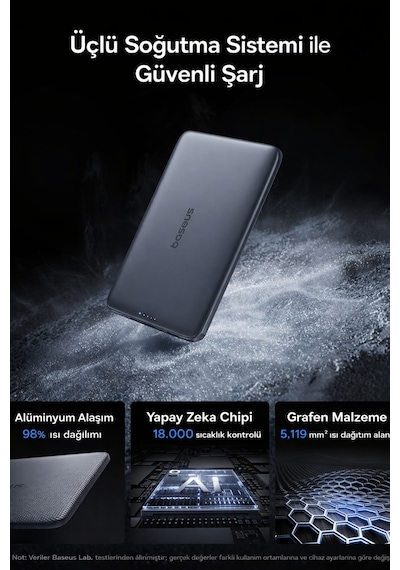 Baseus Picogo 0.3'' Ultra İnce 5000mah Magsafe Kablosuz Powerbank, Siyah Siyh