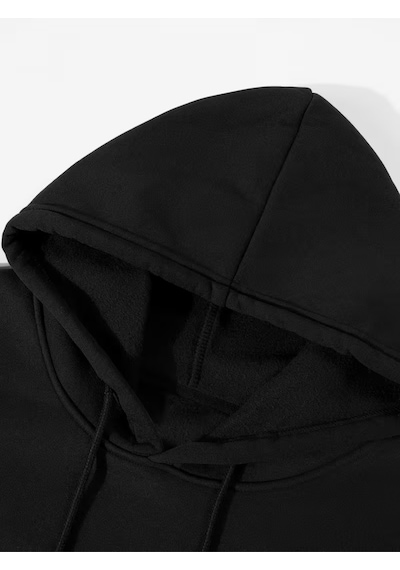 Unisex Oversize Ayıcık Baskılı Çift Hoodie Siyah
