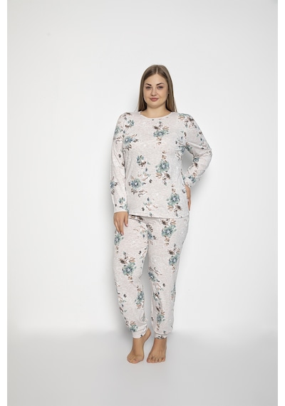 Vishenka Kadın Büyük Beden Viskon Likralı Baskılı Pijama Takımı Çok Renkli