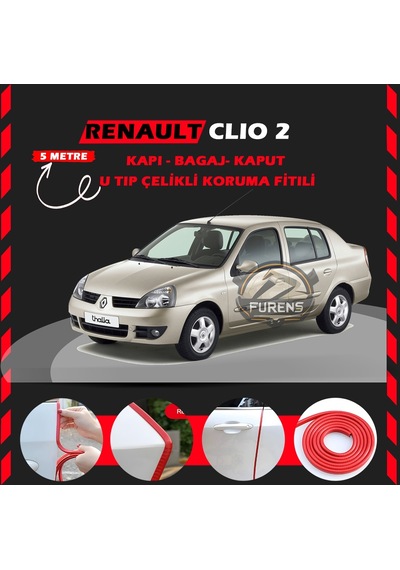 Renault Clio 2 Oto Araç Kapı Koruma Fitili 5metre Parlak Kırmızı Renk