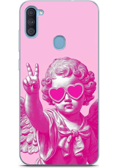 Samsung Galaxy A11-m11 Uyumlu Neon Gözlüklü Modern Eros Baskılı Silikon Kılıf Renkli