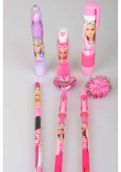 X Dekomus Lisanslı Barbie 7 Parça Kırtasiye Seti Ponpon Başlıklı Geçmeli Kurşun Kalem,roket Silgi,kalpli Kalemtraş Diğer
