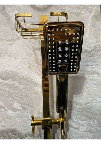 İsaoğlu Yapı Parlak Gold Altın Premium Duş Seti Altın Duş Başlığı Altın Duş Seti Gold Banyo Seti Gold