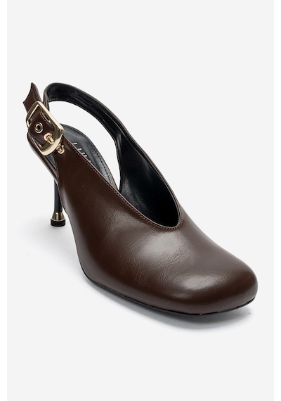 Luvi Shoes Flarıs Kahverengi Cilt Kadın Topuklu Ayakkabı