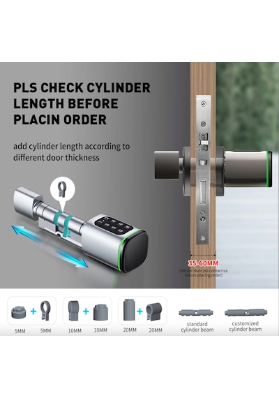 Ttlock S1 Akıllı Kapı Kilidi Elektronik Silindir Şifreli Kartlı Mobil App Bluetooth Smart Lock Gri