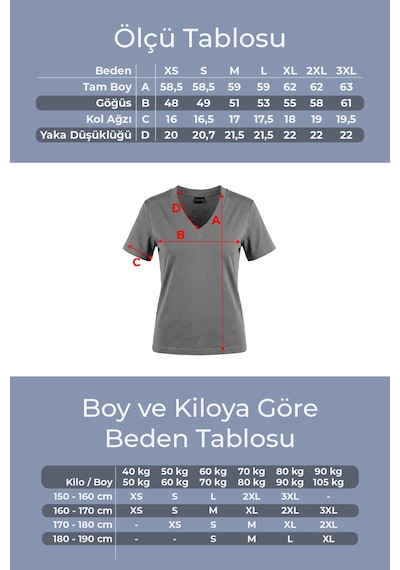 Goffra Kadın Vision V Yaka Premium Kalite Yoğun Dokulu Pamuklu T-shirt Koyu Gri W102-r0220-05