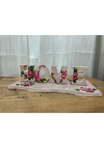 Novavita Yenihayat Pembe Çiçekli Home Yazılı Sunumluk Seti