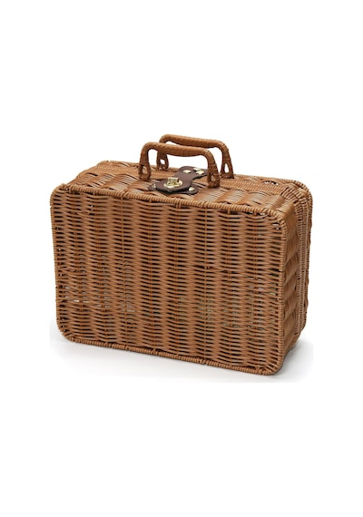 Hasır Piknik Sepeti, Dekoratif Dekor Bavul Vintage Saklama Sepeti Makyaj Düzenleyici, Metal Kilit Plastik Rattan Sakla Diğer