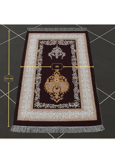 Tesbihane Kişiye Özel Nakış İşlemeli Çiçek Desenli Kendinden Saçaklı Mor Renk Hediyelik Seccade