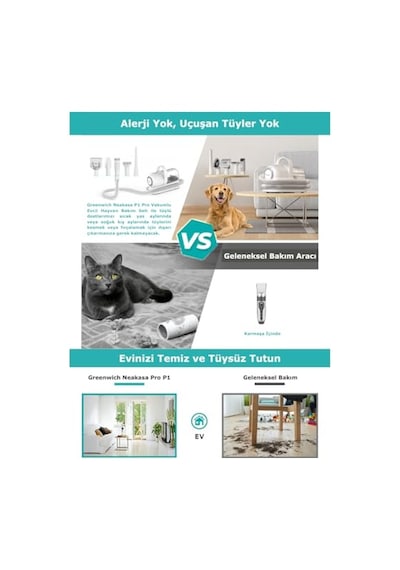 Greenwich Tüy Tıraş Makinası Vücut Pati Yüz Kulak Tarama Kesme / P1 Pro Düşük Desibel Kedi Köpek