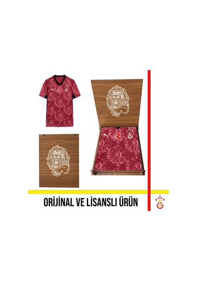 Galatasaray Lisanslı Puma 2025-2026 Bordo Alternatif Forma Aslan Ahşap Kutulu 77981303 Kırmızı