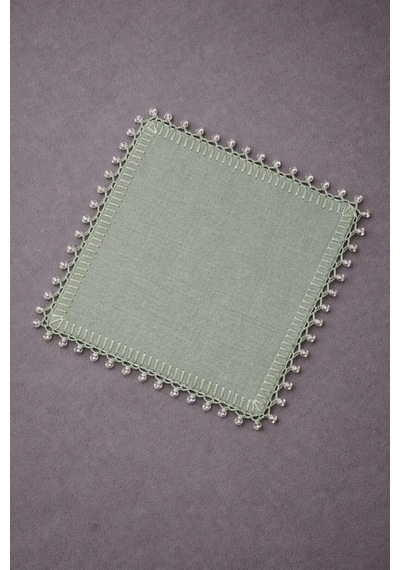 Kristal Boncuk Detaylı Nil Yeşili Sunum Peçetesi 20x20 Cm 1 Adet