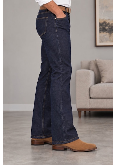 Cedy Denim Cedy Denım Premium Seri: Erkek Retro Flare Bootcut Jean - Geniş Paça Taşlanmış Denim Pantolon C370 Lacivert