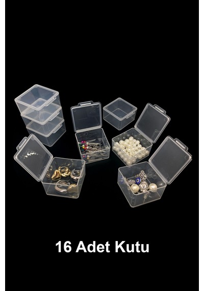 Plastik Şeffaf Küçük Kutu 4.5 x 4.5 x 2.5 CM 16 Adet Şeffaf