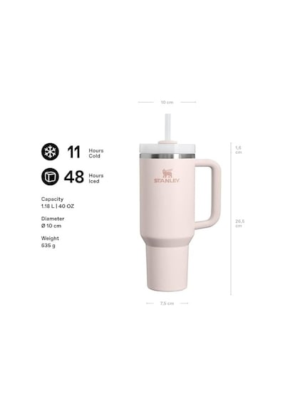 Pipetli Termos Bardak, 1.18 Litre, Pembe Kuvars Rose Quartz