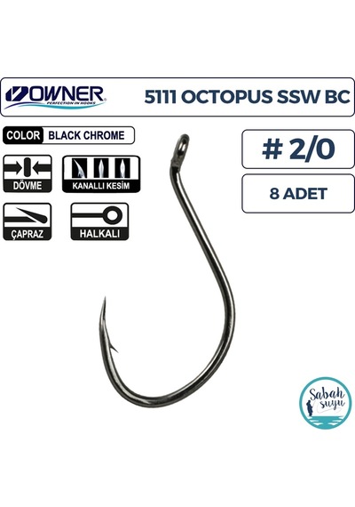Owner 5111 Octopus Ssw Delikli İğne Siyah 2/0 8 Adet