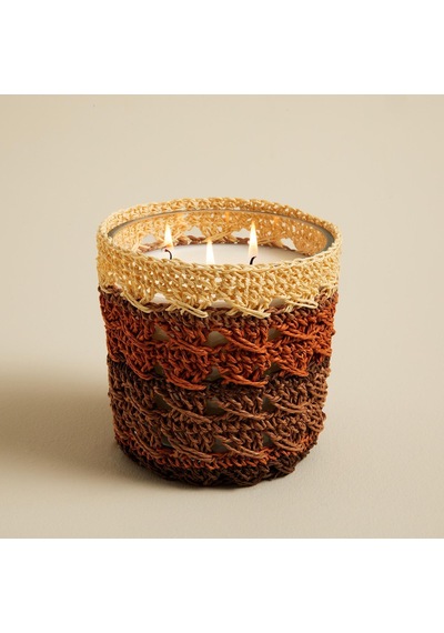 Boho Chic Tığ İşi Kokulu Mum 12x13 Cm Natural