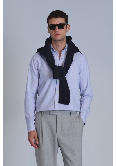 Lufian Frederik Erkek Basic Gömlek Slim Fit Açık Mavi Açık Mavi 112010645100320 Açik Mavi