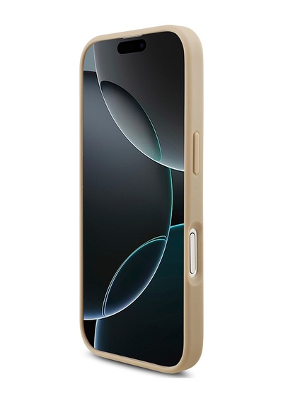 Apple Uyumlu iPhone 17 Kılıf Lacoste Lisanslı M-safe Özellikli Pu Pike Desenli Metal Logolu Kartlıklı Kapak Bej Bej