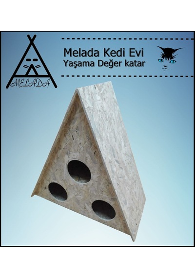 Melada Kedi Evi Dış Ortam Uygun Ahşap Kedi Evi Osb 78x76x35 Cm