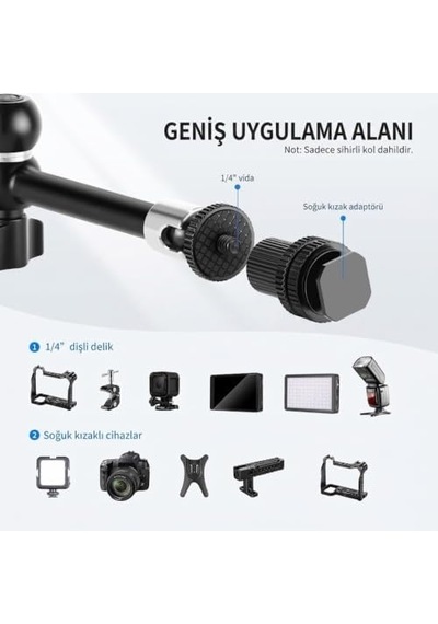 Premium Profesyonel Magic Arm Dslr Kamera Tutucu Süper Kelepçeli Mengene Stand, 1/4 3/8 Dişli Flaş P
