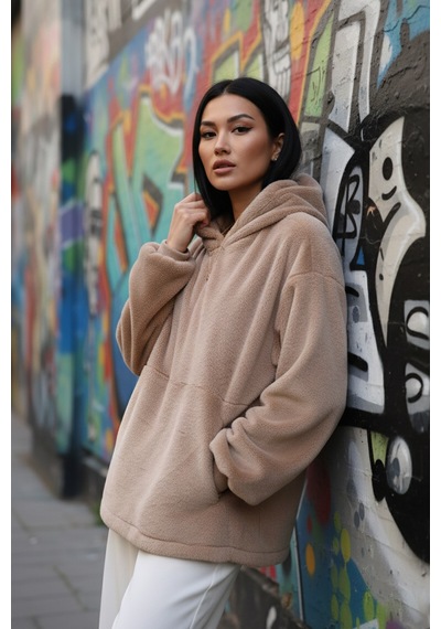 Fashion Friends Pofuduk Yumuşacık Gizli Cepli Kapşonlu Salaş Geniş Kadın Sweat Sütlü Kahve Kahverengi Fashion Friends Pofuduk Yumuşacık Gizli Cepli Kapşonlu Salaş Geniş Kadın Sweat Sütlü Kahve Kahverengi