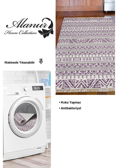 Dekoreko Kaymaz Taban Djt Mutfak Halısı Trend Saçaklı Iskandinav F5082 Gül Kurusu