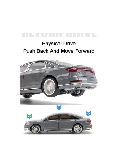 Scowetto Audi A8 Long Quattro Tarzı 1:24 Metal Araba Diecast Audı 6 Kapı Bagaj Kaput Koleksiyon Model Gri