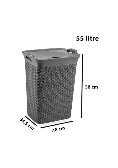 Omnipazar Sy-4630 Plastik Safir Kirli Çamaşır Sepeti 55 Lt Antrasit Antrasit