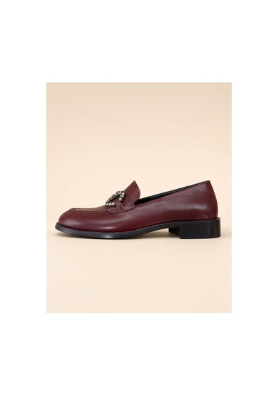 37brandshoes Bordo Deri Mokasenler Bordo Bordo